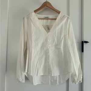 NWT Madewell V-Neck Button-Down Shirt in White